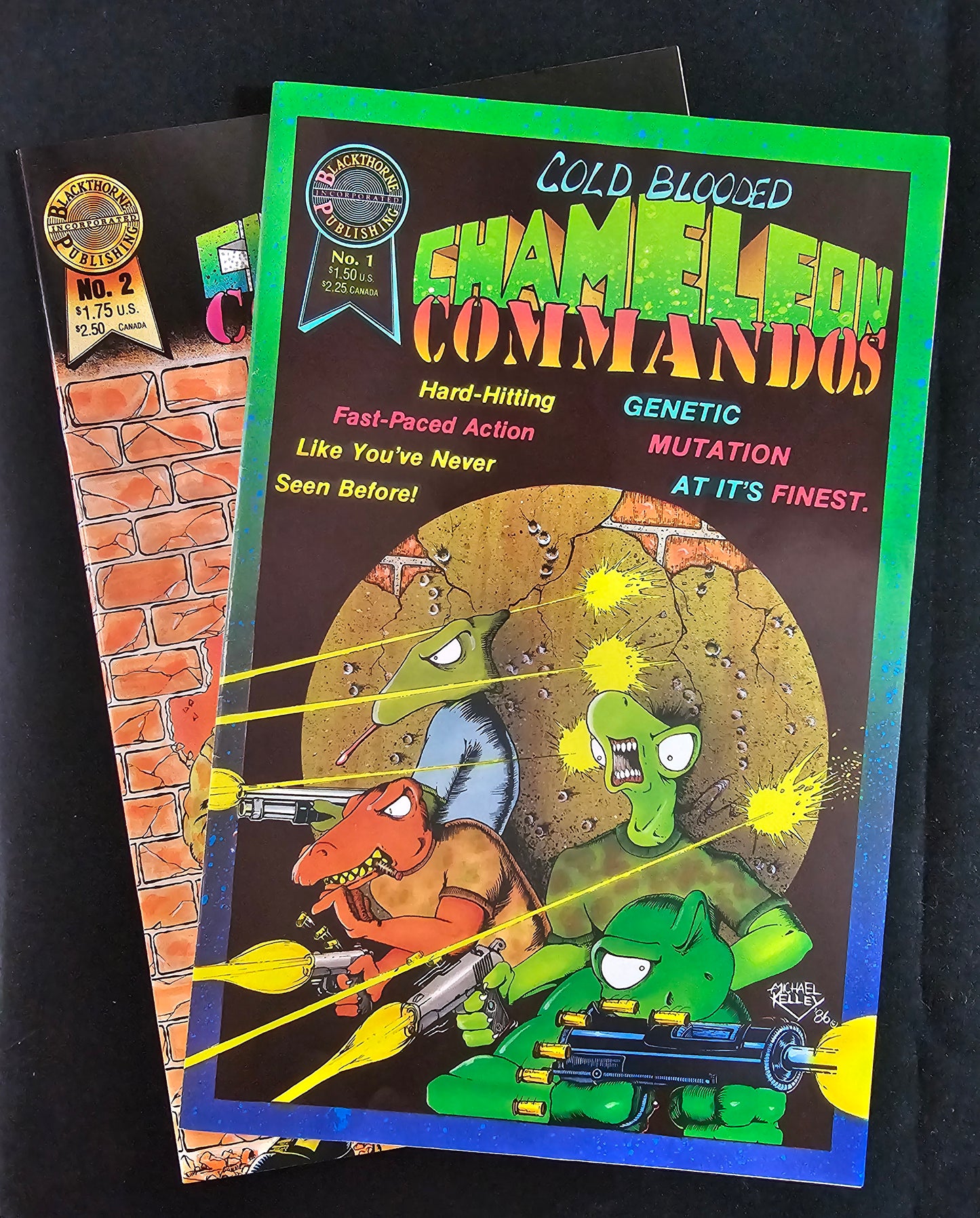 Cold Blooded Chameleon Commandos #1 & #2 Lot (Blackthorne, 1986) VF-VF/NM